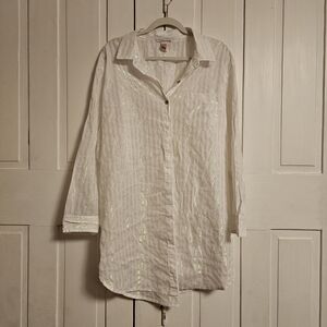 Victoria's Secret White Casual Button Down Night Shirt